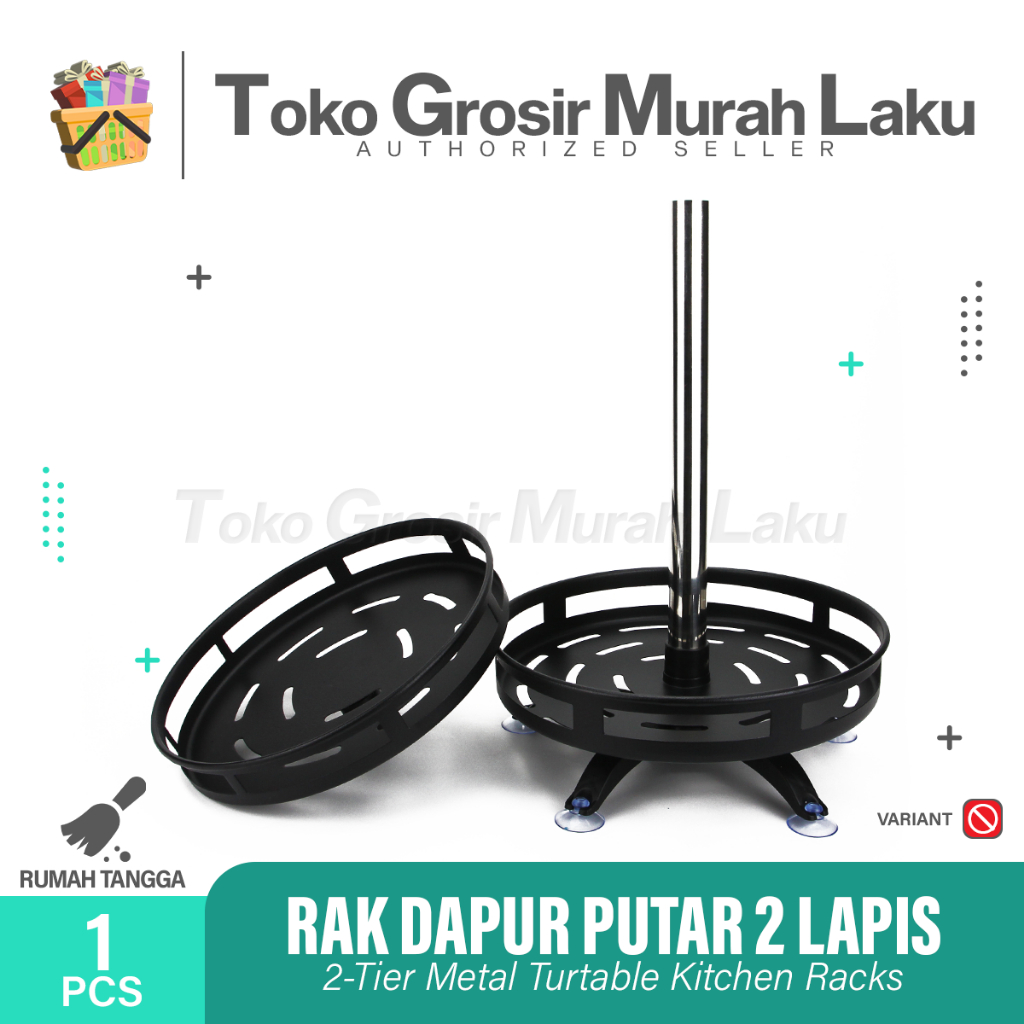 RAK BUMBU DAPUR STAINLES PUTAR 360 DERAJAT TEMPAT BAHAN DAPUR- 2 SUSUN