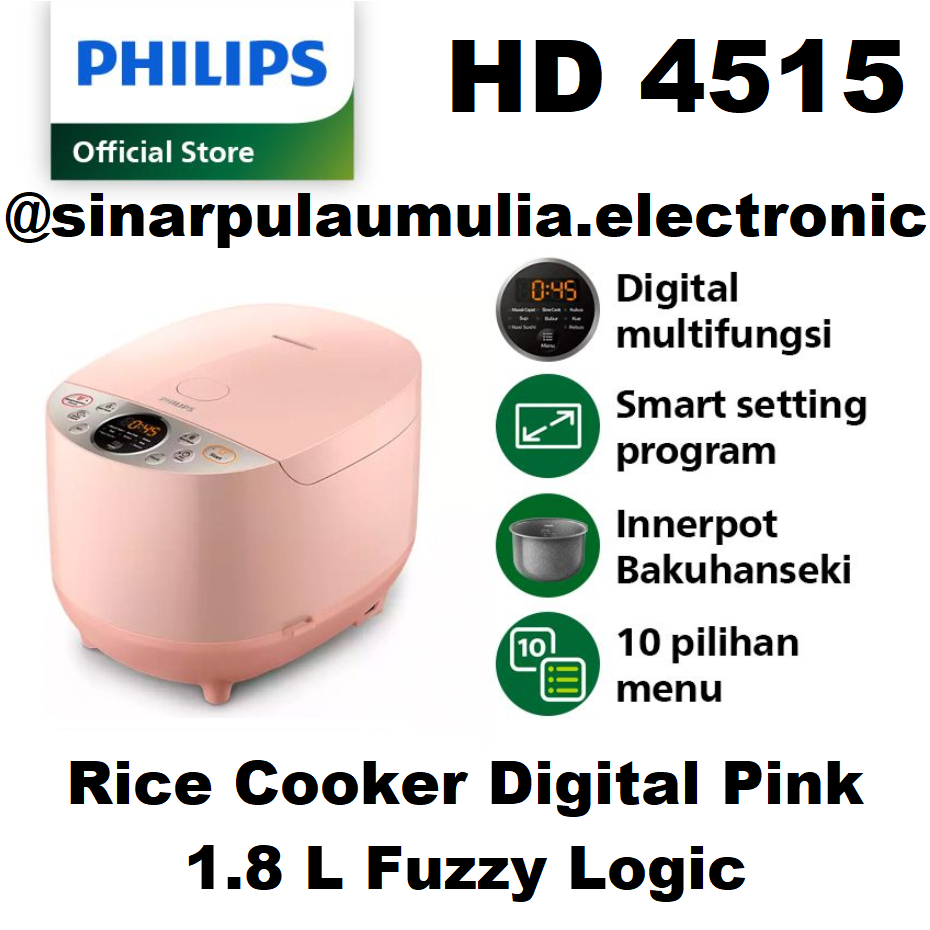 Philips Rice Cooker Digital 1.8 Liter - HD4515/90 / HD 4515 / 90 / HD 4515/90 / HD4515 /90