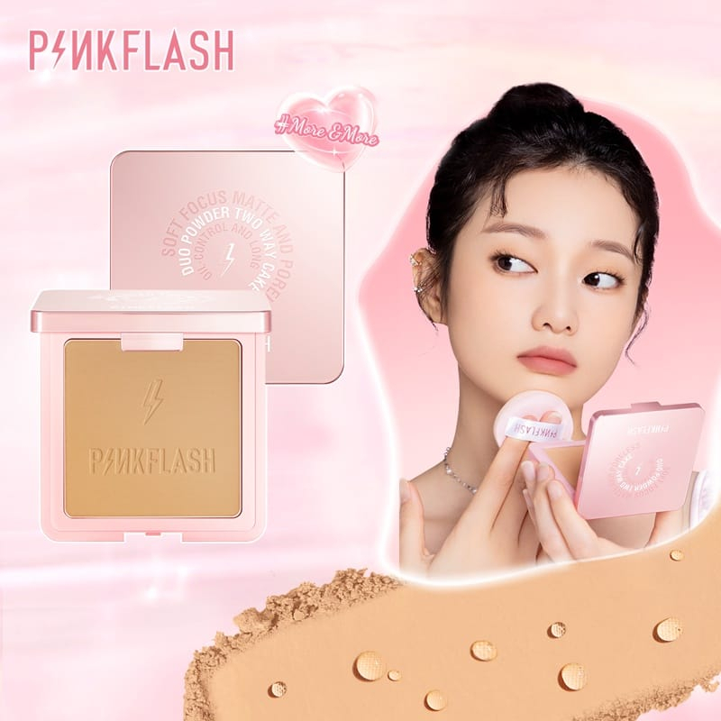 Pinkflash Duo Effect Pressed Powder Sunscreen Powder Waterproof Matte Powder