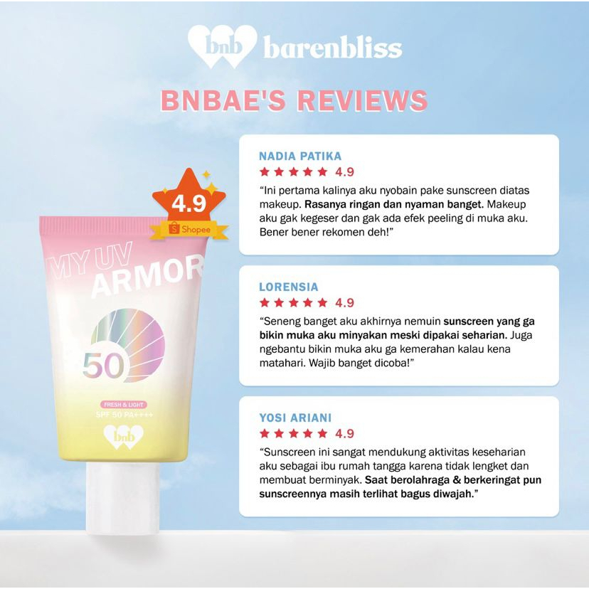 BNB Barenbliss My UV Armor SPF 50 PA++++ Face Sunscreen Gel Moisturizer