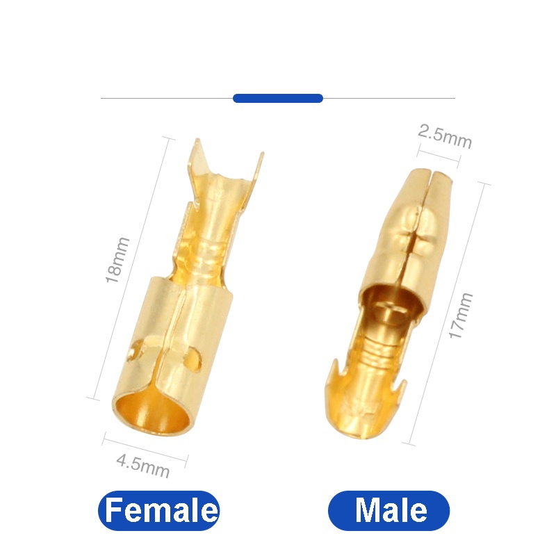 TUBTAP Konektor Terminal Listrik Male &amp; Female 3.5mm Bahan Skun Kabel Connector Male Female Bulat + Karet Kondom / Skun Kabel motor