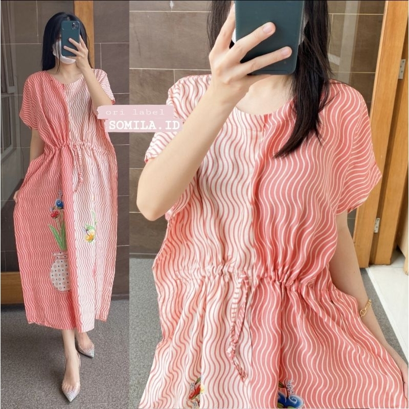 LD 140 EXTRA JUMBO GROSIR DASTER SOMILA.ID TERBARU BUSUI LOWO KAFTAN TALI KERUT BU TEJO ORCHID