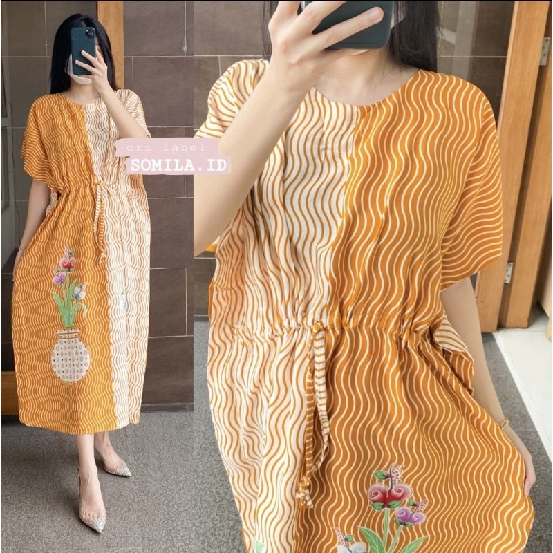 LD 140 EXTRA JUMBO GROSIR DASTER SOMILA.ID TERBARU BUSUI LOWO KAFTAN TALI KERUT BU TEJO ORCHID