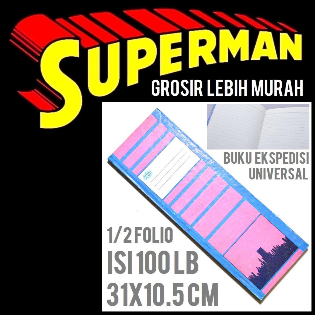 

BUKU EKSPEDISI 31X10.5CM 31 cm 10.5 cm isi 100 lembar 1/2 setengah folio panjang buku kas bengkel toko superman jogja supermanjogja