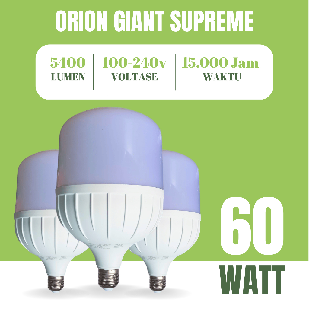 LAMPU ORION 60 WATT BOHLAM LED TABUNG JUMBO E27 COOL WHITE