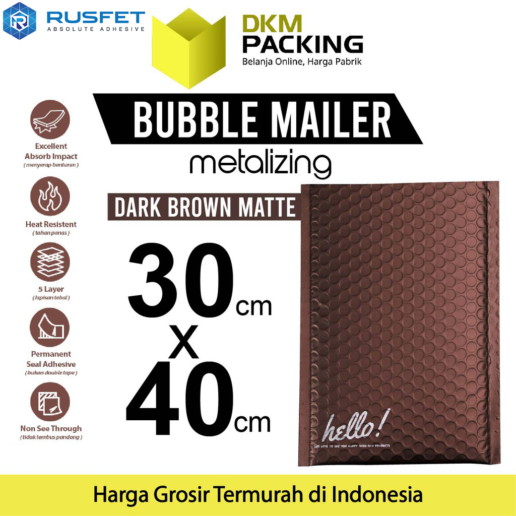 AMPLOP BUBBLE WRAP DARK BROWN 30x40cm RUSFET COKLAT ENVELOPE BUBBLE BAG MAILER PREMIUM TERMURAH / SA