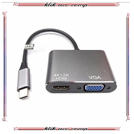 Converter Usb Type C To VGA + HDMI 4Kx2K Usb Type-C To HDMI 4K 2K+ VGA