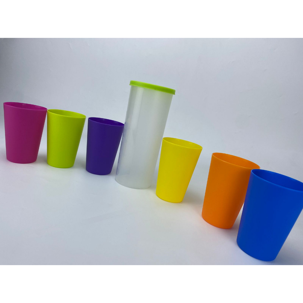 Gelas Pelangi Plastik SET 6 in 1 Gelas Minum Piknik Picnic Cup Set