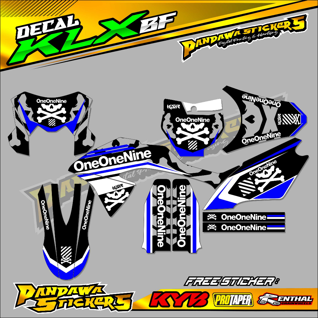 DECAL STICKER KLX 150 BF FULL BODY / DECAL KAWASAKI KLX 150 BF KSR Oneonenine Design