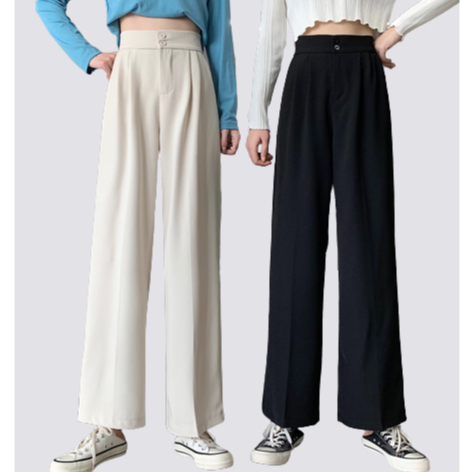 XIAOZHAINV Celana Kulot Casual Wanita Longgar Lurus Highwaist Pants Korean Style 8806