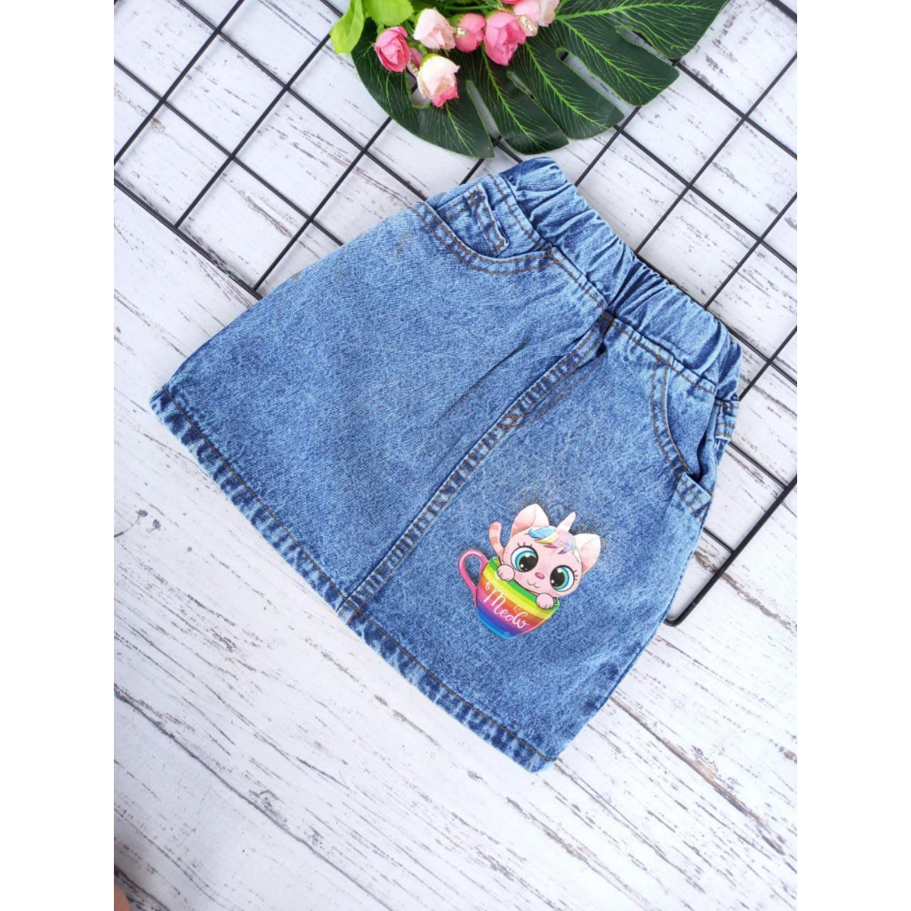 STELAN ROK DAN KAOS/ROK JEANS ANAK/KAOS KARAKTER ANAK 1-6 TAHUN