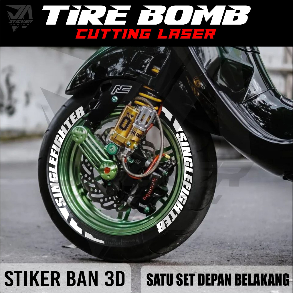 Sticker Ban Beat Vario Mio / Font Ban / Tire Bomb / 3D stiker ban Racing Motif Single Fighter JP-13