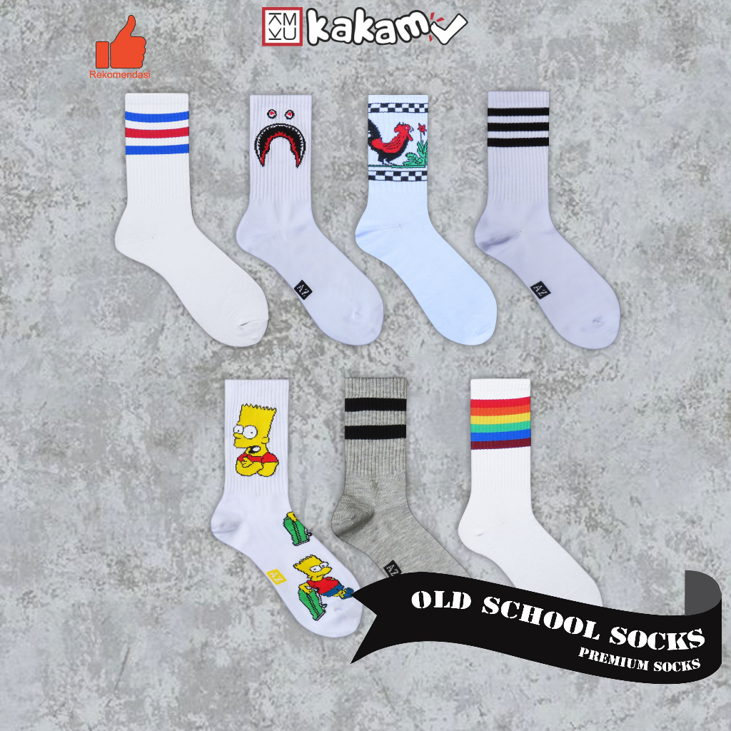 Kakamu Kaos Kaki Sport Dewasa OldSchool Skate Motif Unisex Pria Wanita