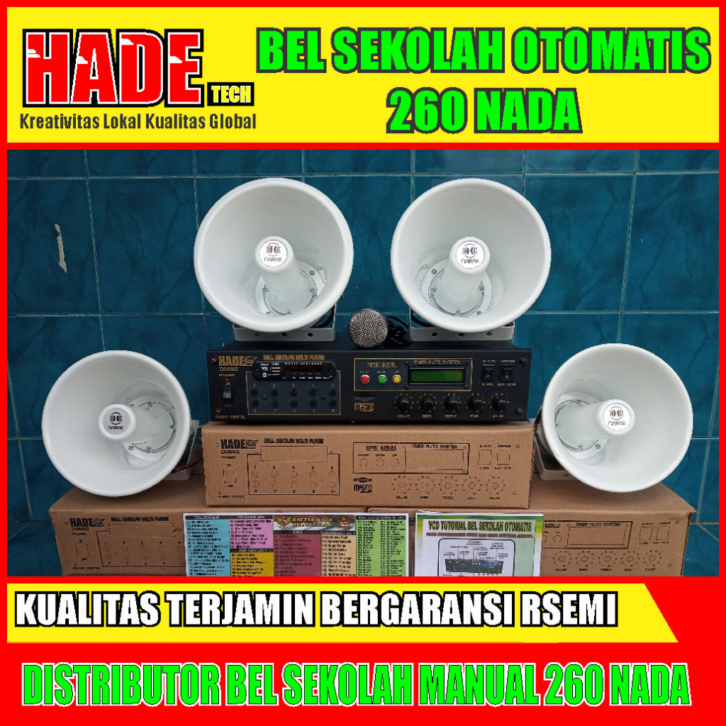 BEL SEKOLAH OTOMATIS DAN MANUAL 4 HORN LENGKAP