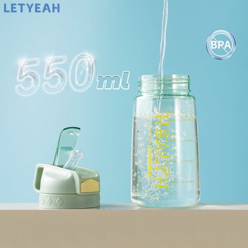 letyeah Botol minum sedotan aesthetic 550ml portabel/tempat minum anti tumpah/Bpa free