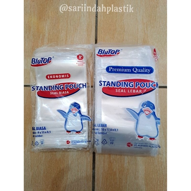 

Standing Pouch 9 ×15 seal biasa klip Berdiri / Ziplock Merk Pinguin