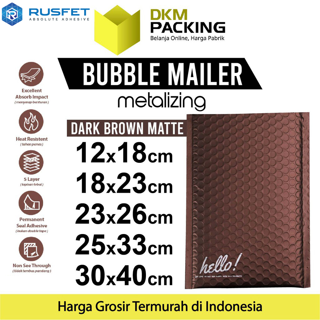 AMPLOP BUBBLE WRAP DARK BROWN RUSFET COKLAT ENVELOPE BUBBLE BAG MAILER PREMIUM TERMURAH / SATUAN