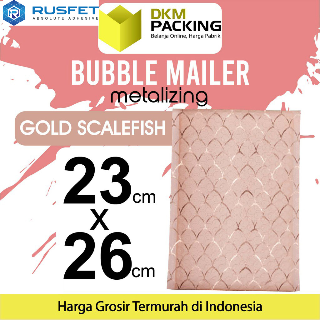 AMPLOP BUBBLE WRAP ROSE GOLD SCALEFISH 23x26cm RUSFET ENVELOPE BUBBLE BAG MAILER PREMIUM TERMURAH / 