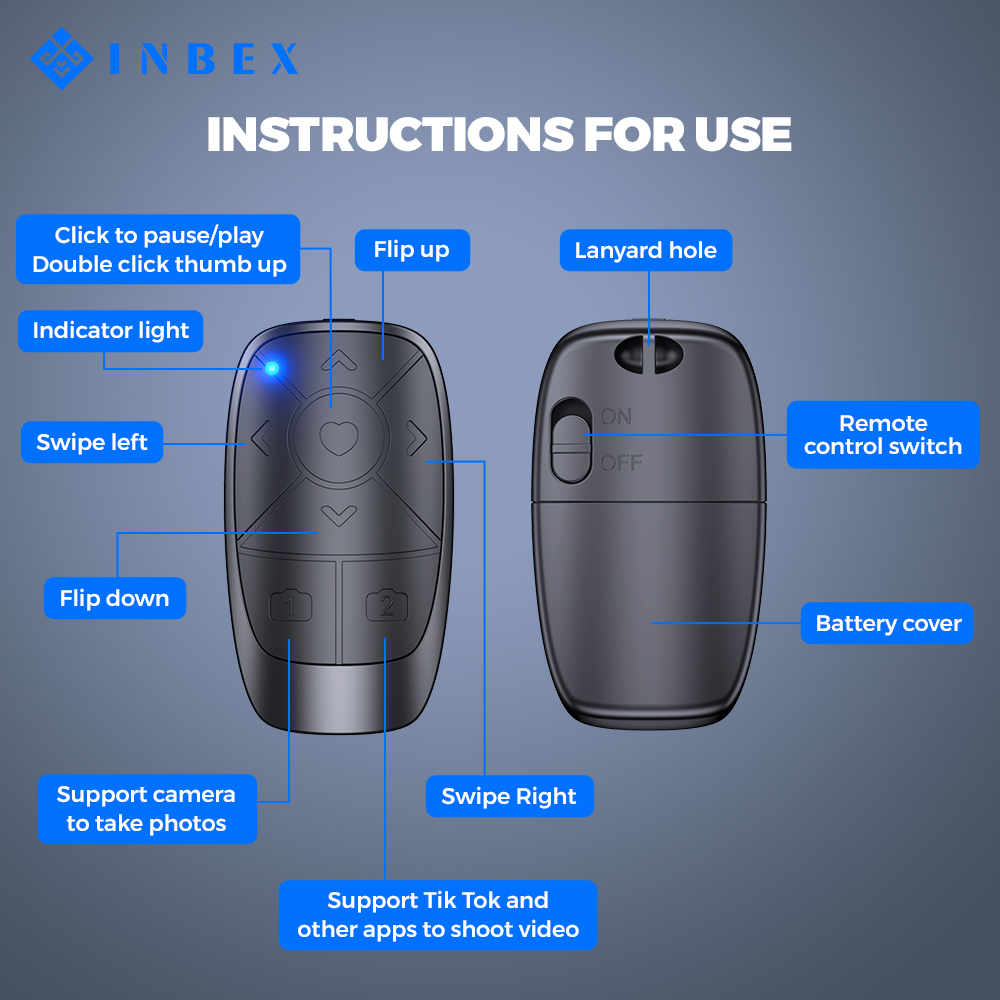 INBEX Bluetooth Remote Control/Remote Selfie Shutter for Android IOS Smartphone/5*3.3*1.05cm-1