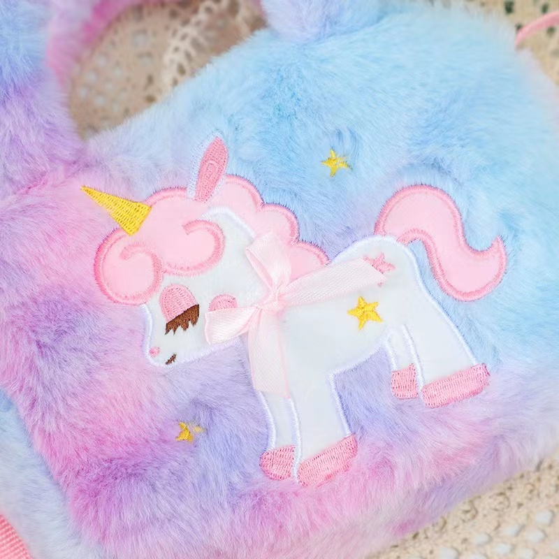 Baru tas persegi kecil lucu tas tangan anak-anak kartun unicorn tas bahu persegi mewah TK gadis Messenger