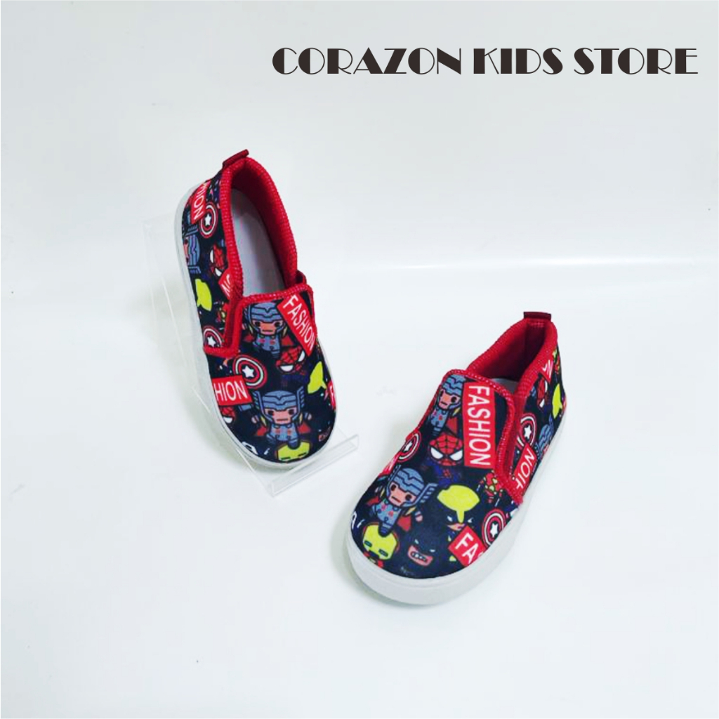 CORAZON Sepatu Slip On Anak Motif IRON MAN Lucu