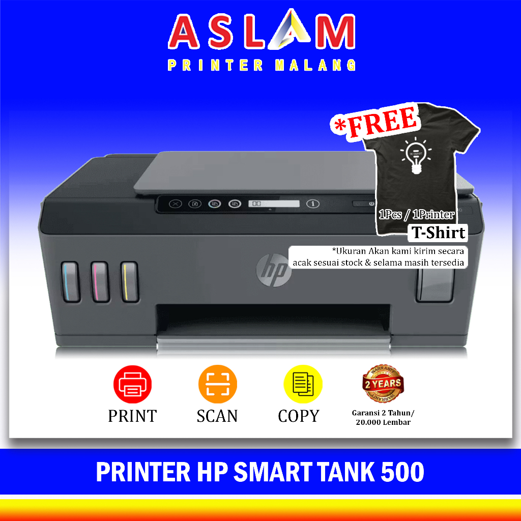 HP Smart Tank 500 AiO Printer (4SR29A) Color Print Scan Copy Printer Murah Tinta HP GT52 GT3 GT51