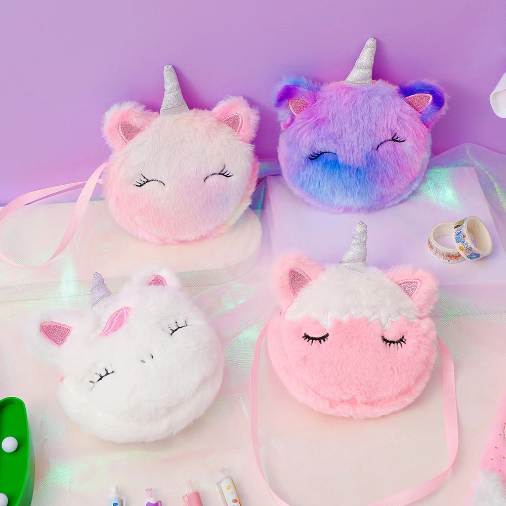 Tas diagonal anak-anak baru, tas bahu kartun unicorn, dompet koin mewah, hadiah liburan taman kanak-kanak