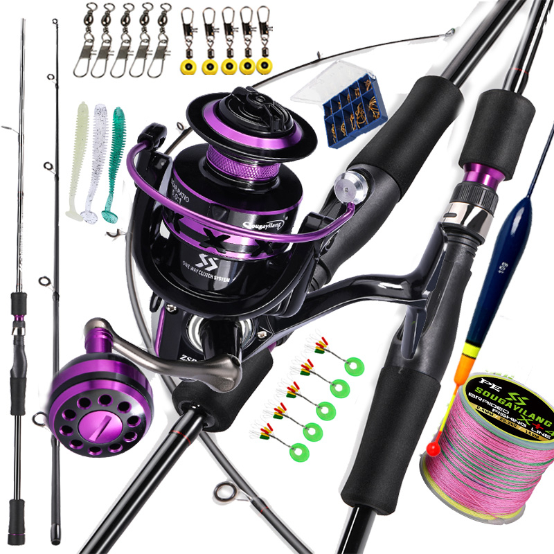 Set Pancing180cm/210cm Fishing Rod Fishing Reel Fishing Line Full Kit 5.0:1 12+1 High Speed Max Drag 10kg