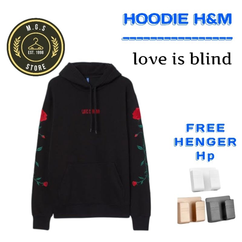 [COD] HOODIE H&M LOVE IS BLIND PRIA/WANITA full tag[free hanger]