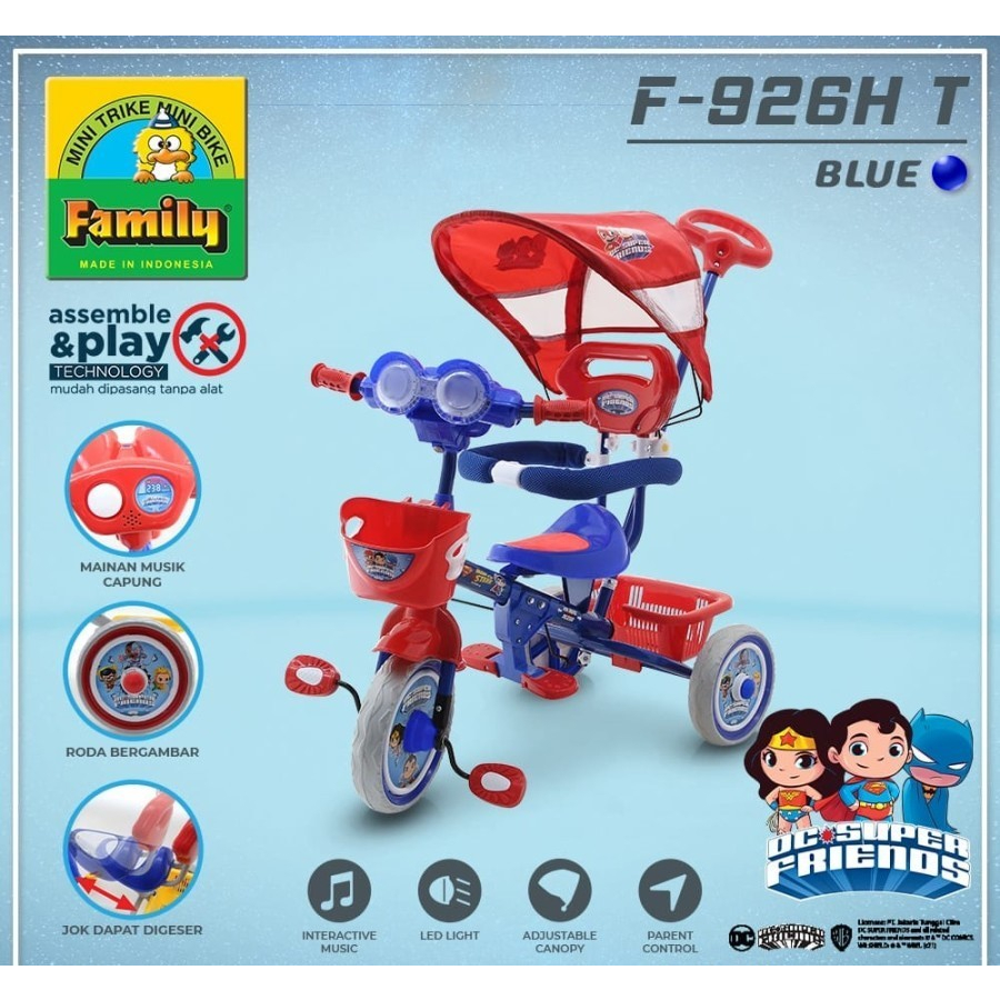 Stroller Sepeda Roda 3 Tiga Anak Family F 926HT sepeda roda tiga anak kecil - onlinepratama88