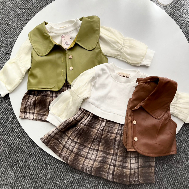 Fairly vest dress set | setelan anak vest dan dress