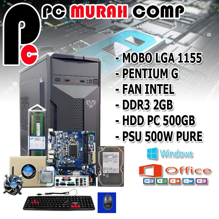 RAKITAN PC OFFICE INTEL PENTIUM G G1610 / G1620 / G1630