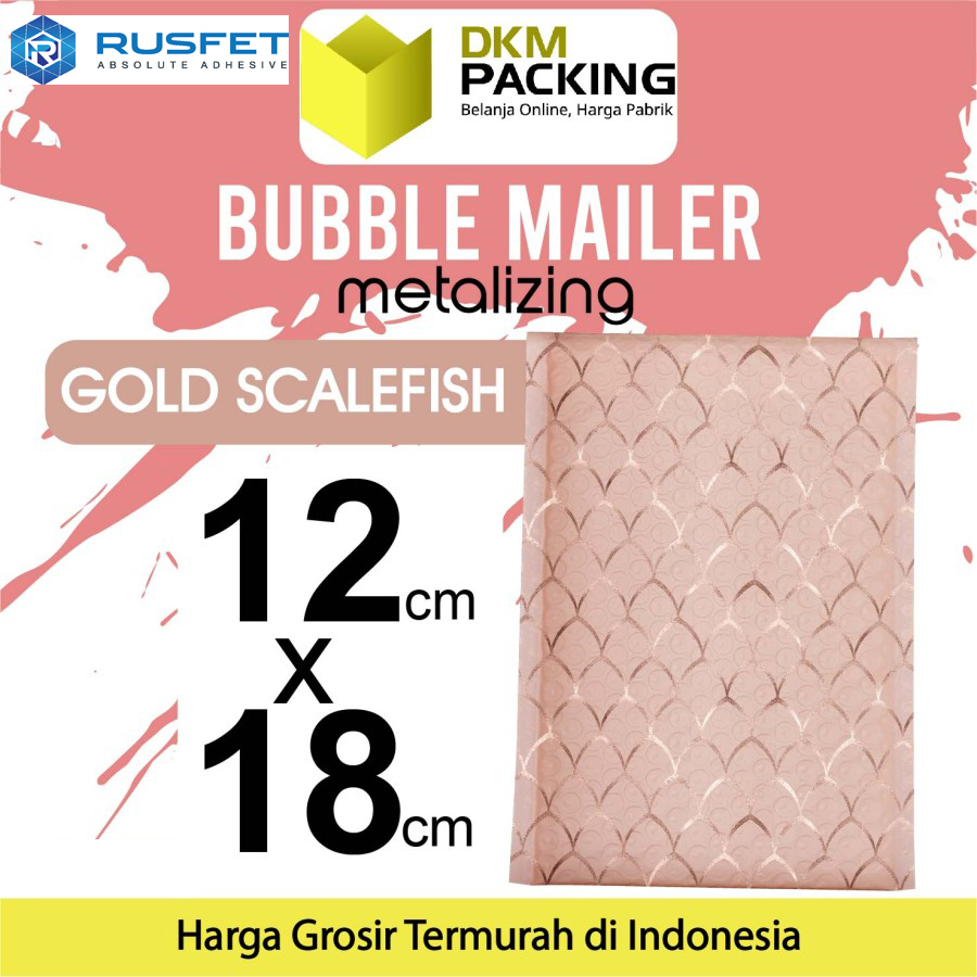 Amplop Bubble Mailer Gold Scalefish 12x18cm Bubble Wrap Envelope Rusfet PREMIUM TERMURAH