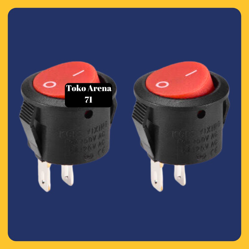 Rocker Switch power saklar 2P 2 pin 2pin 2 Kaki 2 Bulat Merah