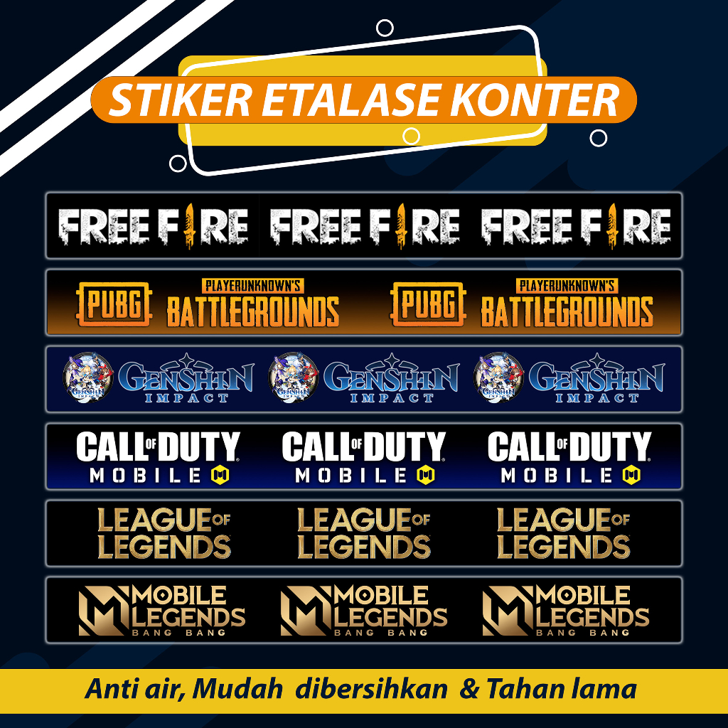 STIKER GAMES | STIKER ETALASE KONTER | STIKER KONTER PULSA