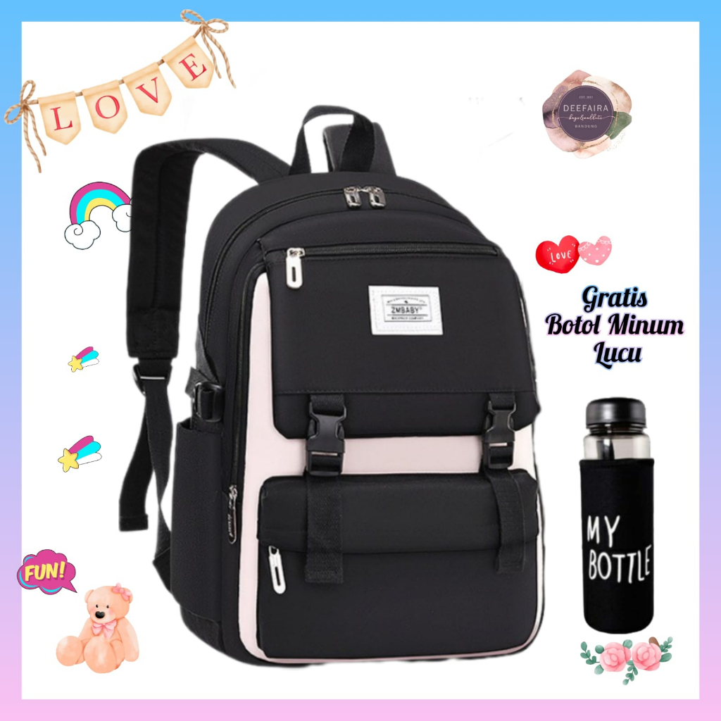 Tas Sekolah Anak Perempuan Motif VsllBB Gratis Botol Minum Lucu Untuk Sd &amp; Smp