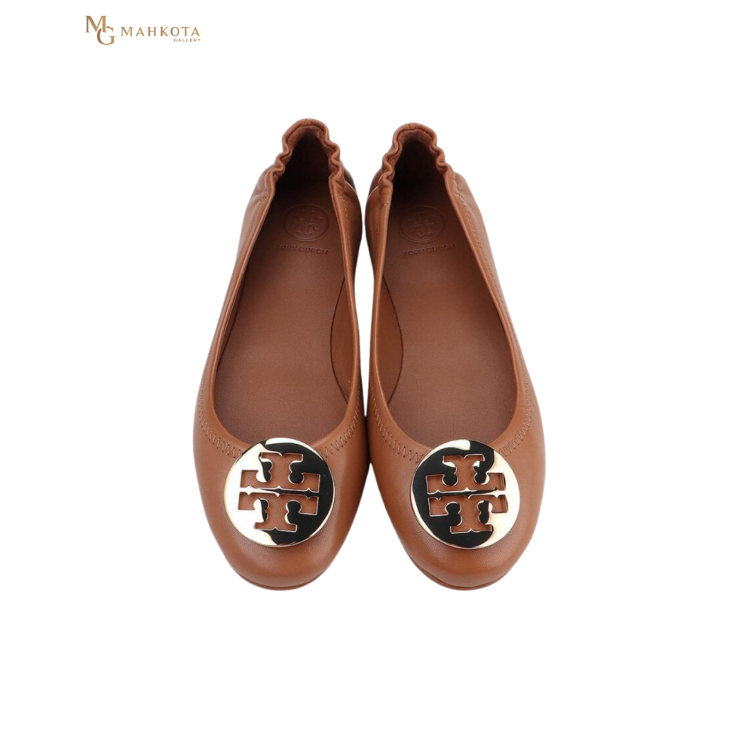 Tory Burch - MINNIE TRAVEL BALLERINA ROYAL TAN GHW - Sepatu Wanita Original