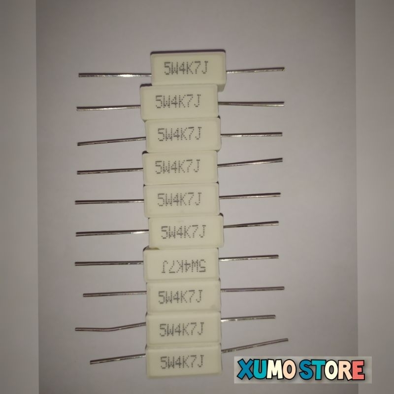 10 pcs resistor 5 watt 4K7 R 5W kapur 4K7