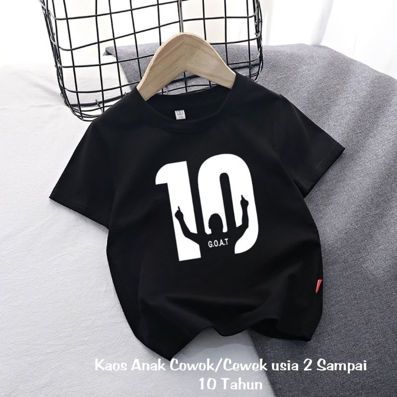 Kaos Anak Unisex 10 GOAT Baju Anak Laki Laki Kaos Distro Anak Cowok Cewek Kaos Anak bola Atasan Anak Laki Laki Kaos Messi