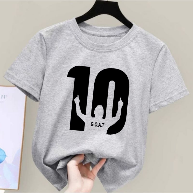 Kaos Anak Unisex 10 GOAT Baju Anak Laki Laki Kaos Distro Anak Cowok Cewek Kaos Anak bola Atasan Anak Laki Laki Kaos Messi