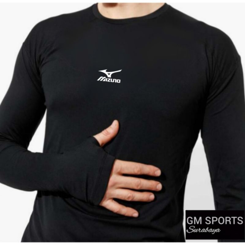 Manset Baselayer Pria Lengan Panjang Thumbhole / Baju Jersey Olahraga Pria Wanita Daleman