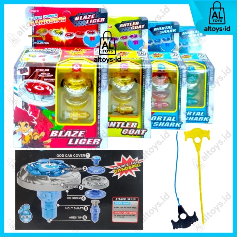 MAINAN ANAK GASING PETARUNG SUPER POWER GANGSING SET MURAH B10(WB)