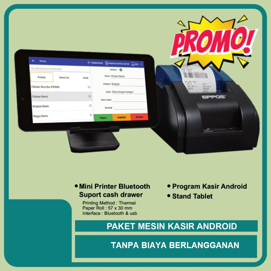 Mesin / Alat Kasir Toko Android Retail - Paket Standard