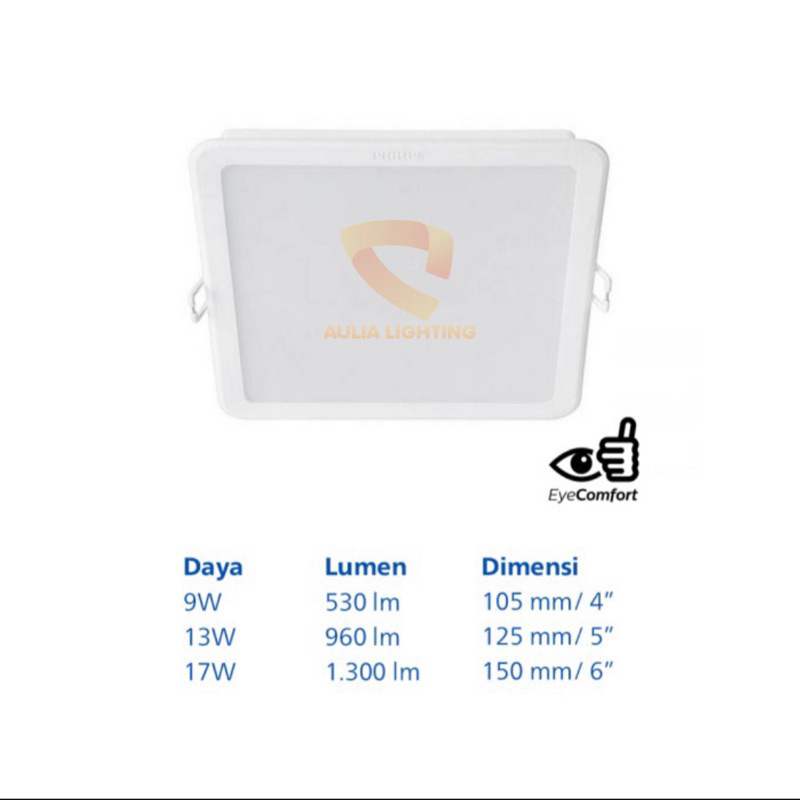 LAMPU DOWNLIGHT KOTAK PANEL 13W PHILIPS LED MESON 59465 SQ 13WATT 13 W WATT HIAS PLAFON KAMAR TIDUR HOTEL CAFE RUMAH MINIMALIS SNI ORIGINAL GARANSI D125 5 INCH 3000K 6500K