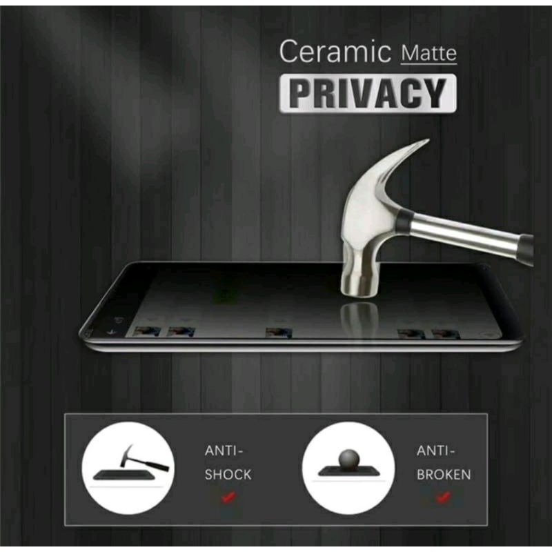 Matte Spy Vivo Y30 / Y30i / Y30 5G / Y31 / Y31S / Y33 / Y33S / Y33T / Y35 2022 / Y35 5G / Y50 / Y50i / Y51 2020 / Y51A / Y51S / Y53S  Tempered Glass Ceramic Matte Spy / Anti Gores Keramik Privasi