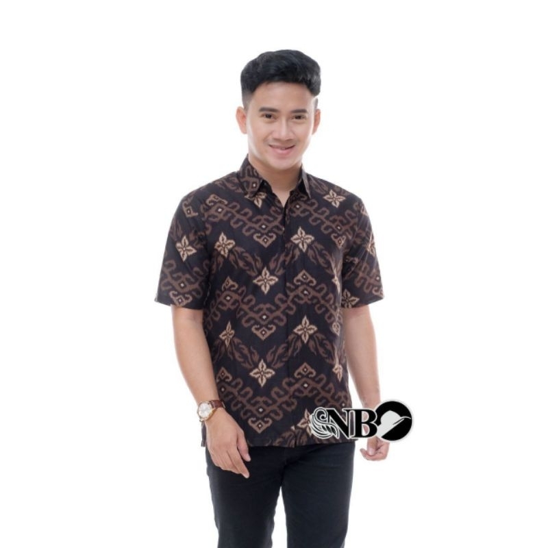 kemeja Batik Pria Lengan Pendek full batik  HRB028 Kenongo hem pendek pad pekalongan