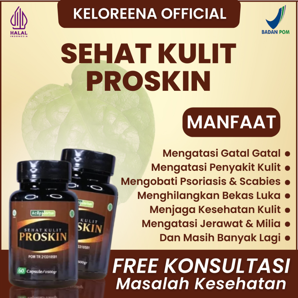 ProSkin Kapsul - Obat Gatal Cenang Bernanah Atasi Borok dan Bekas Luka dengan Ekstrak Daun Binahong 