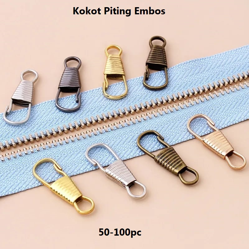 Kepala Resleting Universal/Kokot Piting Embos Harga/50-100pc