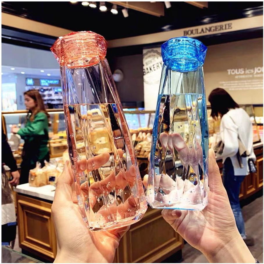 【GOGOMART】Botol Minum Kaca Diamond Kristal 450ml Tumbler Termos Bottle - DIAMOND - BK011