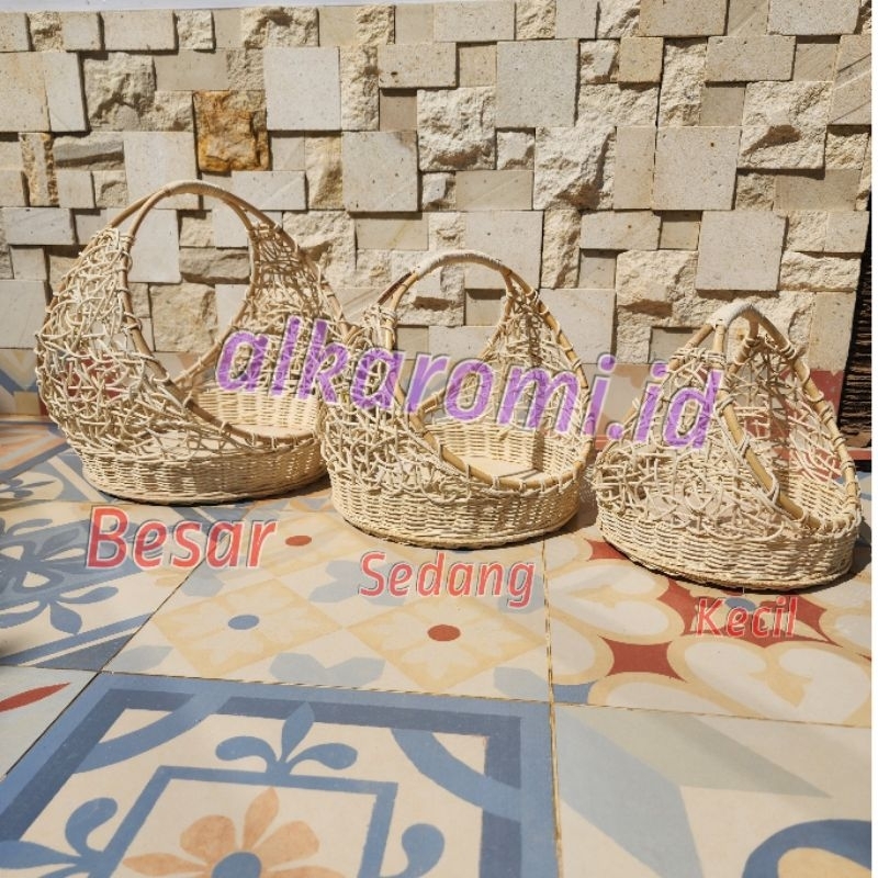 satuan keranjang rotan model cincin seserahan rotan rustik